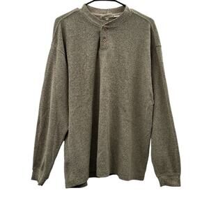 Knightsbridge Taupe Long Sleeve Knit Button Neck Sweater‎ Size L